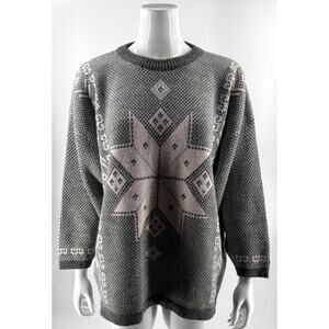 VTG Capistrano Sweater Pink Gray Nordic Snowflake Womens Size Large Pullover
